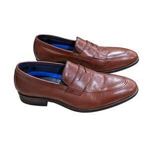Johnston & Murphy Men's Stockton Penny Loafers Brown Leather Dress Shoes Size 8M